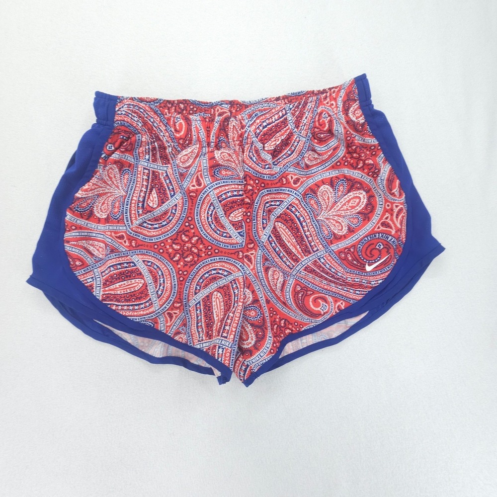 Nike Shorts Womens Large Red Blue Tempo Paisley Dri FIT Lined Running Athletic